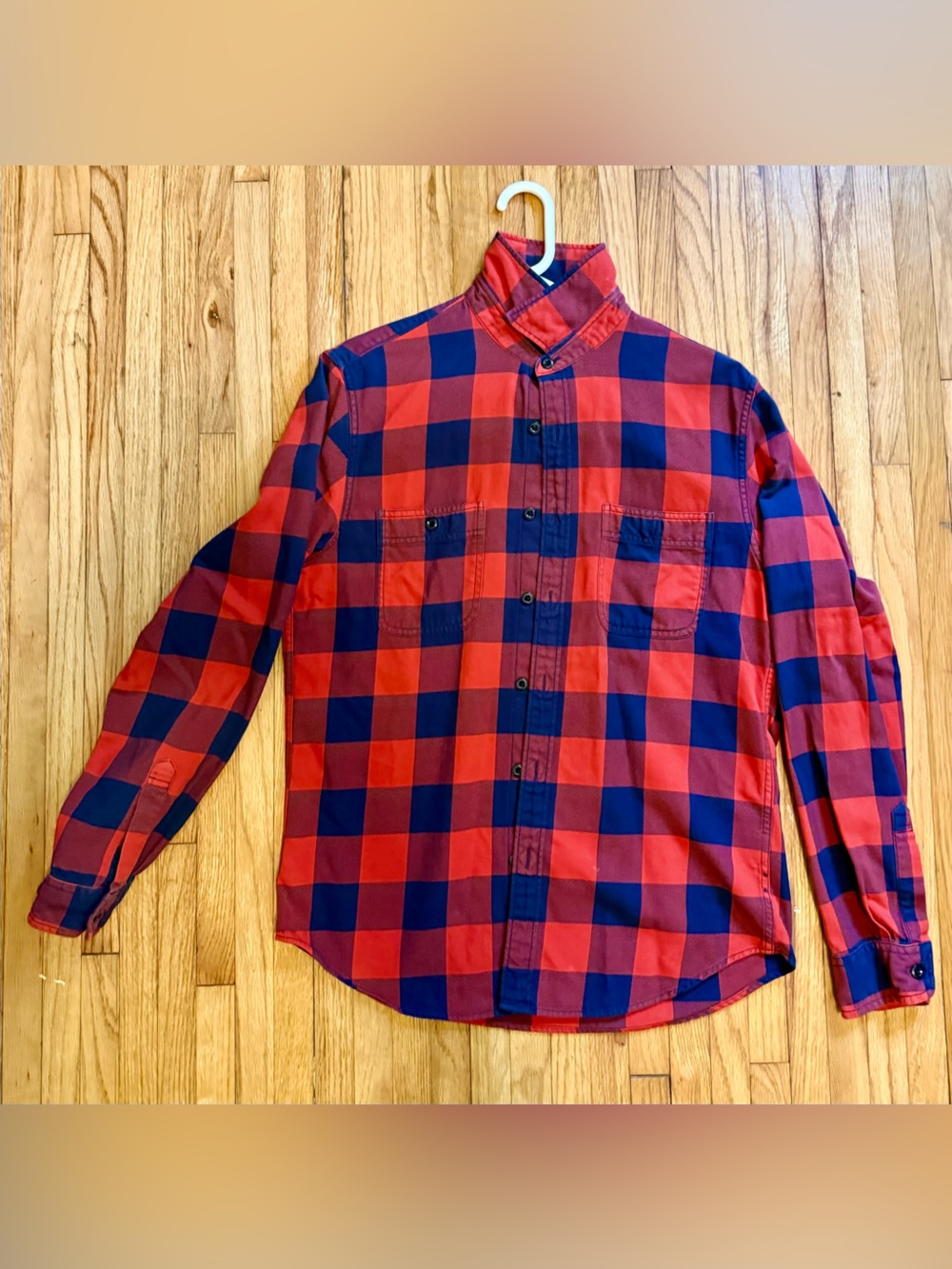 J. Crew Red and Navy Plaid Button-Down Shirt